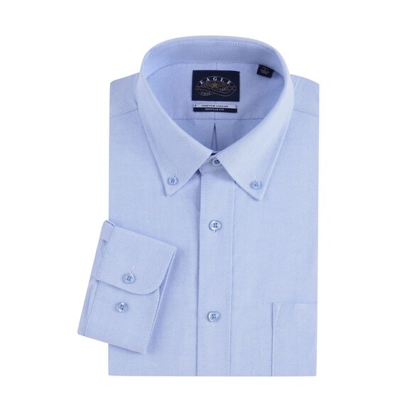 Eagle Shirtmakers Stretch Neck Blue Oxford Button Down Dress Shirt NIP Size 3XL - Picture 2 of 7